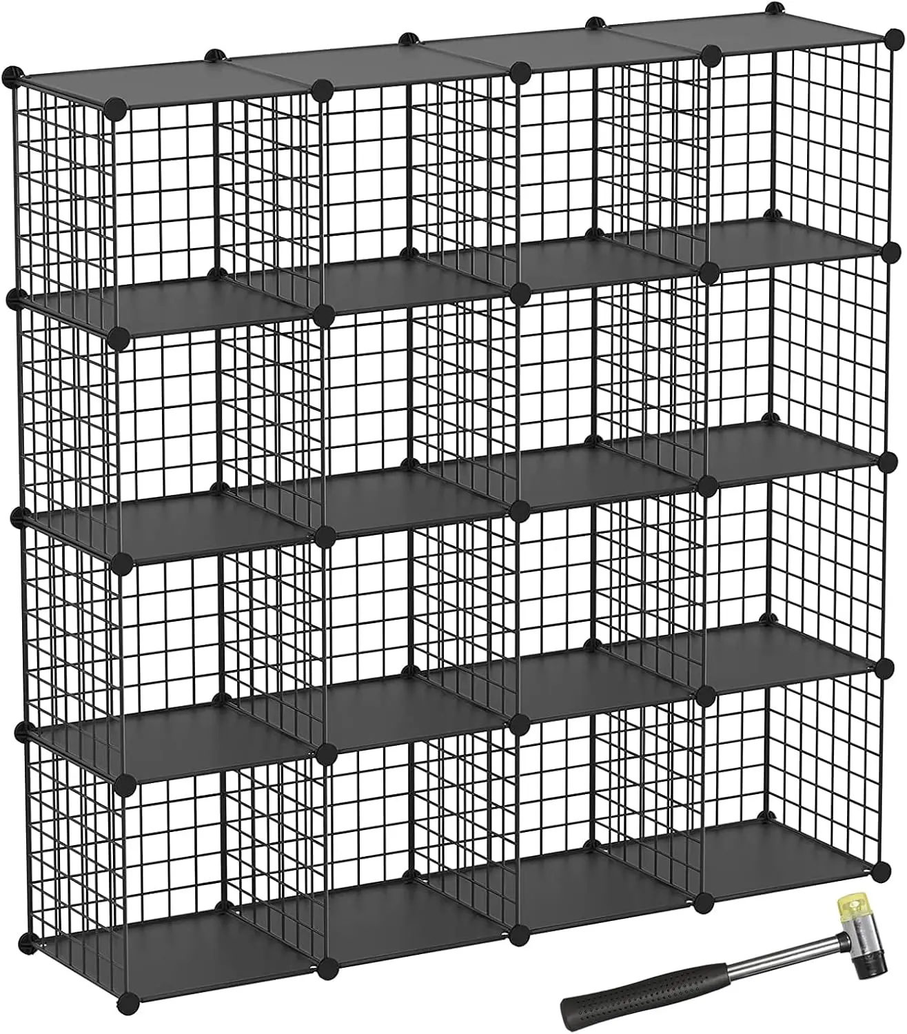 

Wire Cube Storage Organizer, 16-Cube Metal Storage Shelves Bookshelf, Stackable Modular Closet Organizer for Bedroom Living Room