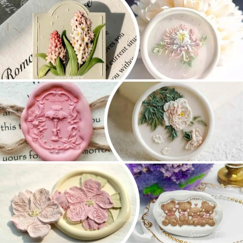 

Fire Seal Seal Head Sheep Sheep Bow Flower Sea Relief Koi Essence Carved Copper Head Diy Flower Face Border Creative Stamp Cover