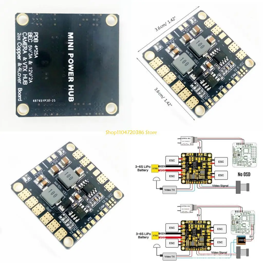 

K0EA Mini PDB Power Distribution Board with w / BEC 5V 2A 12V 0.5A for RC FPV
