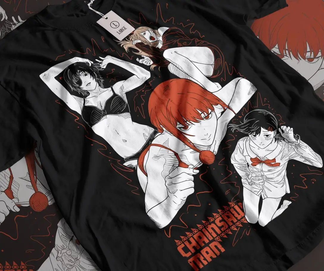 Makima Power Kobeni Reze T-Shirt Chainsaw Denji Horror Anime Gift Shirt All Size