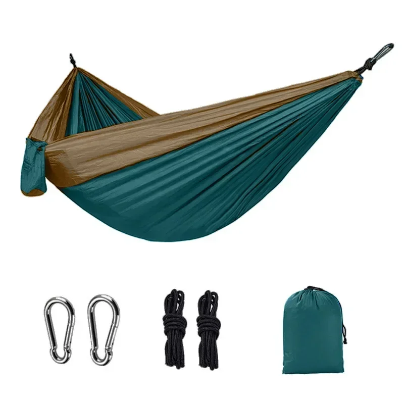 Hammock, outdoor camping, single person, double person, parachute, fabric, color blocked hammock