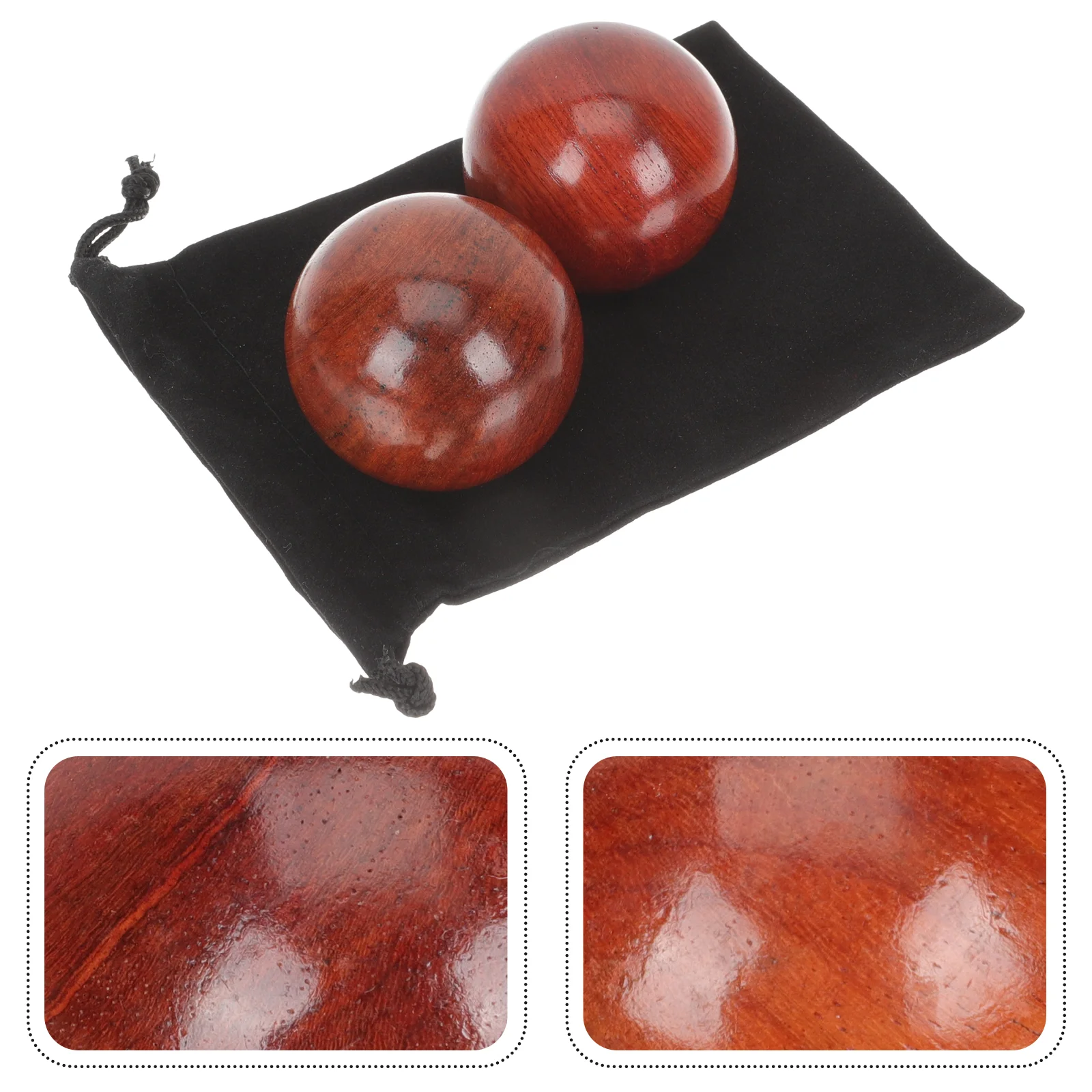 

2 Pcs Wooden Health Ball Massage Balls Hand Play Handballs Rolling Chinese Style