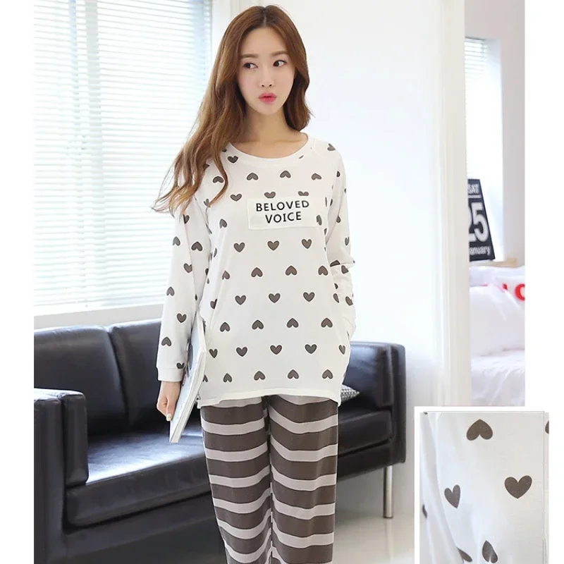 Comfortable Women\'s Pajama Sets - Cartoon Cotton Sleepwear with Large Size and Casual Style for Home Service or Daily Wear