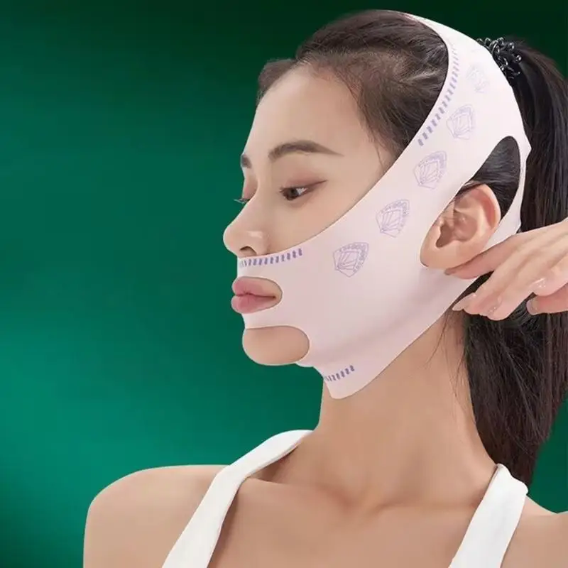 v 형태 윤곽선 및 이마 주름 감소 통기 탄성 얼굴 모양의 d0ue 조정 가능한 얼굴 리프팅 스트랩