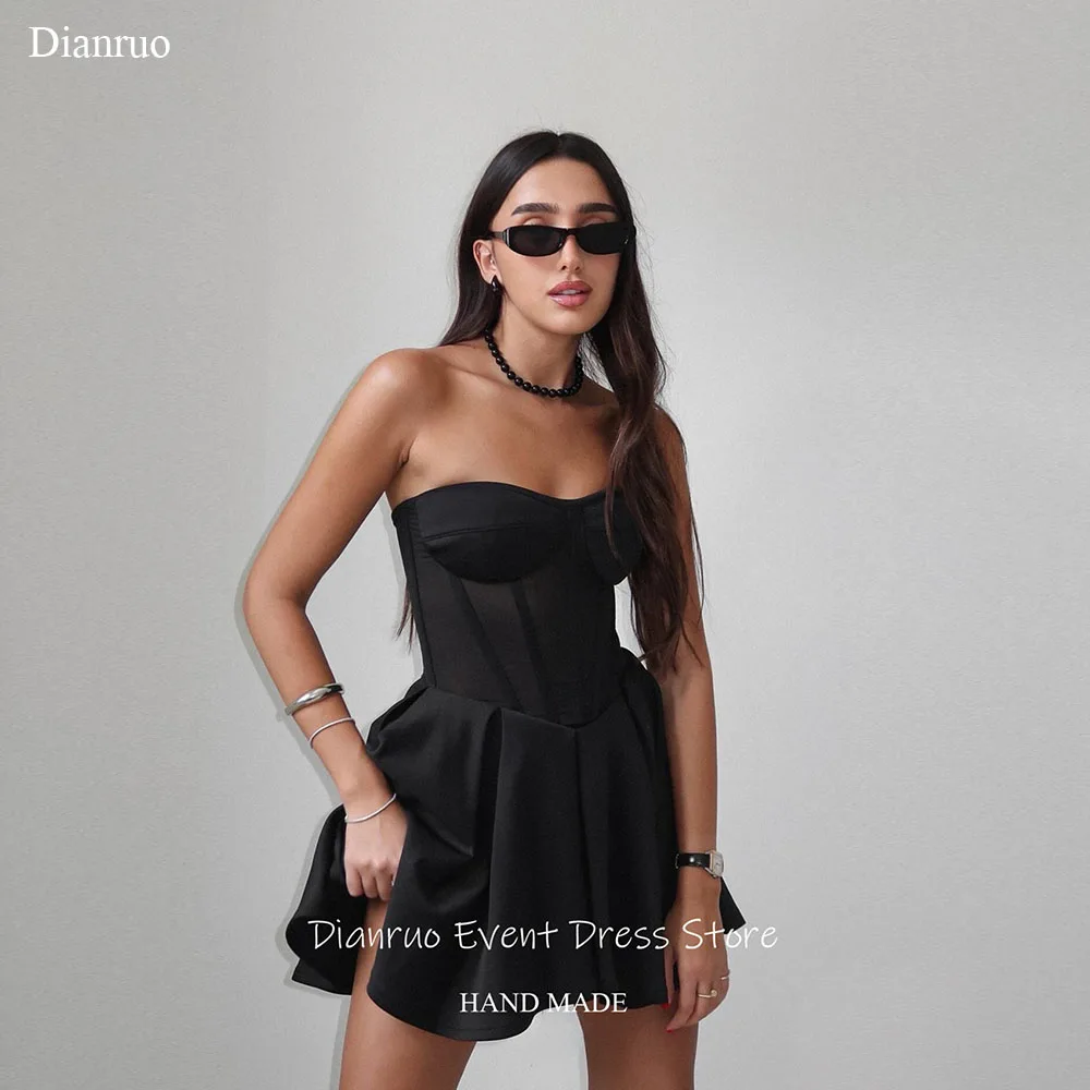 Dianruo сексуальные пышные мини-платья для выпускного вечера без бретелек трапециевидное коктейльное платье плиссированный подол высокое качество 2025 платья для выпускного вечера по индивидуальному заказу