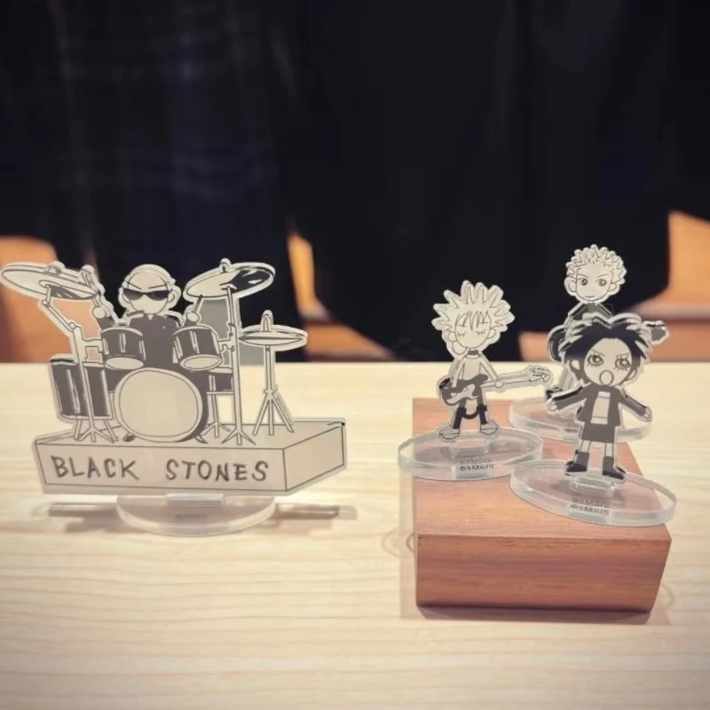Anime NANA Black White Line Art Acrylic Stand Black Stones Band Drum Guitar Team Desktop Ornament