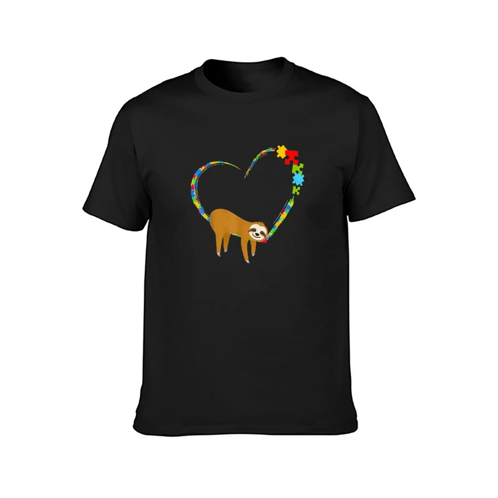 Sloth Love Ribbon Heart Puzzle Autism Awareness Gifts T-Shirt cute clothes customs mens workout shirts