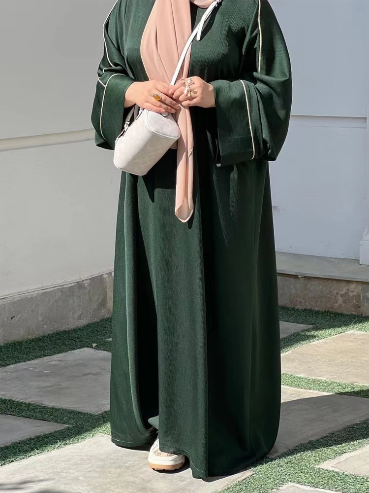 

Ramadan Eid Diamond Long Sleeve Djellaba Muslim Dress Dubai Fashion Abaya Thin Muslim Robes Islam Robe Women Satin Long Dress