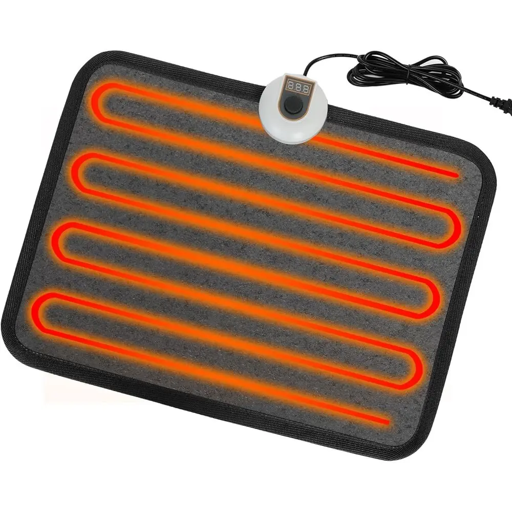

Desk Foot Warmer Mat: 7-Setting, 55W, Energy-Efficient Heating Pad for Home & Office - Black