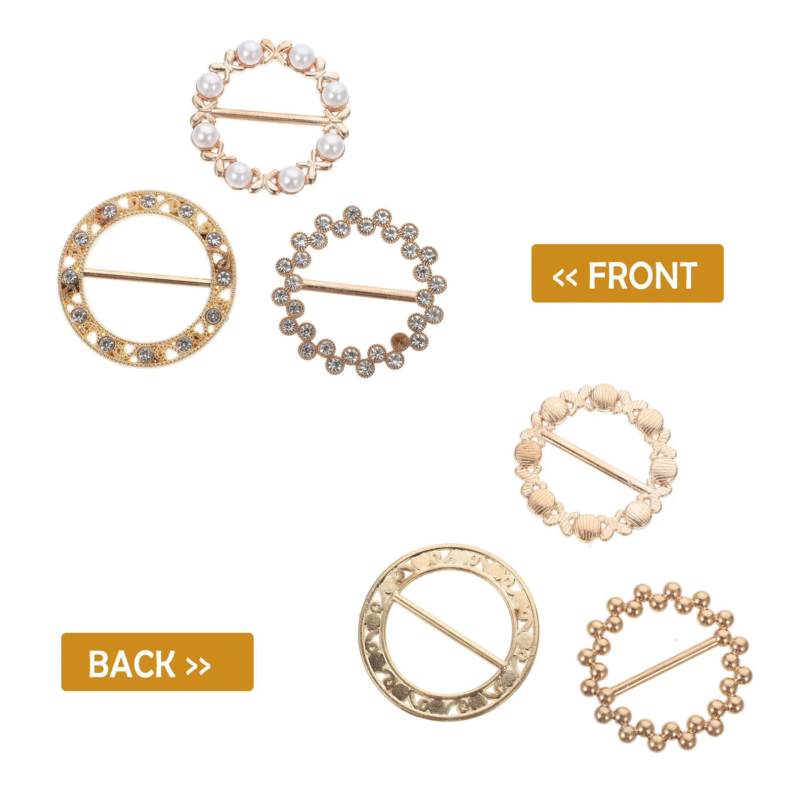 

3pcs Day-Character Silk Scarf Buckle Pearl Rhinestone Clip For Women Shawl Blouse Fastener Lady Clothing Accessories Wedding