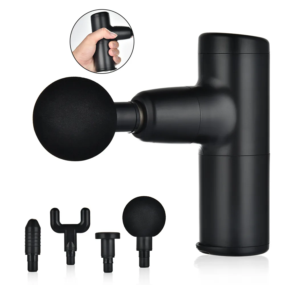 

Charging black mini fascia gun high-frequency mute shock muscle relaxation massage fitness physical therapy apparatus