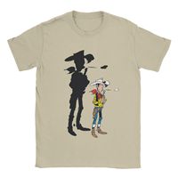 Fun Lucky Luke T-Shirts for Men Crew Neck Pure Cotton T Shirt Cartoon Short Sleeve Tees Birthday Present Clothes