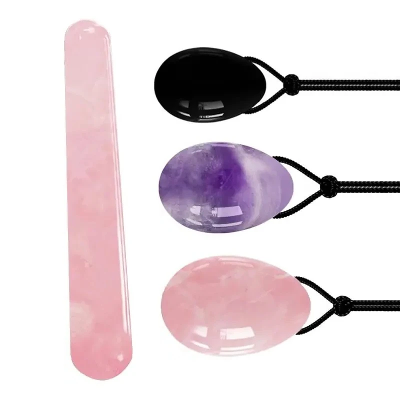 3pcs Rose Quartz Yoni Egg Set Jade Eggs Women Kegel Exerciser Jade Massager Vaginal Muscles Tightening Ball Crystal Massage Tool