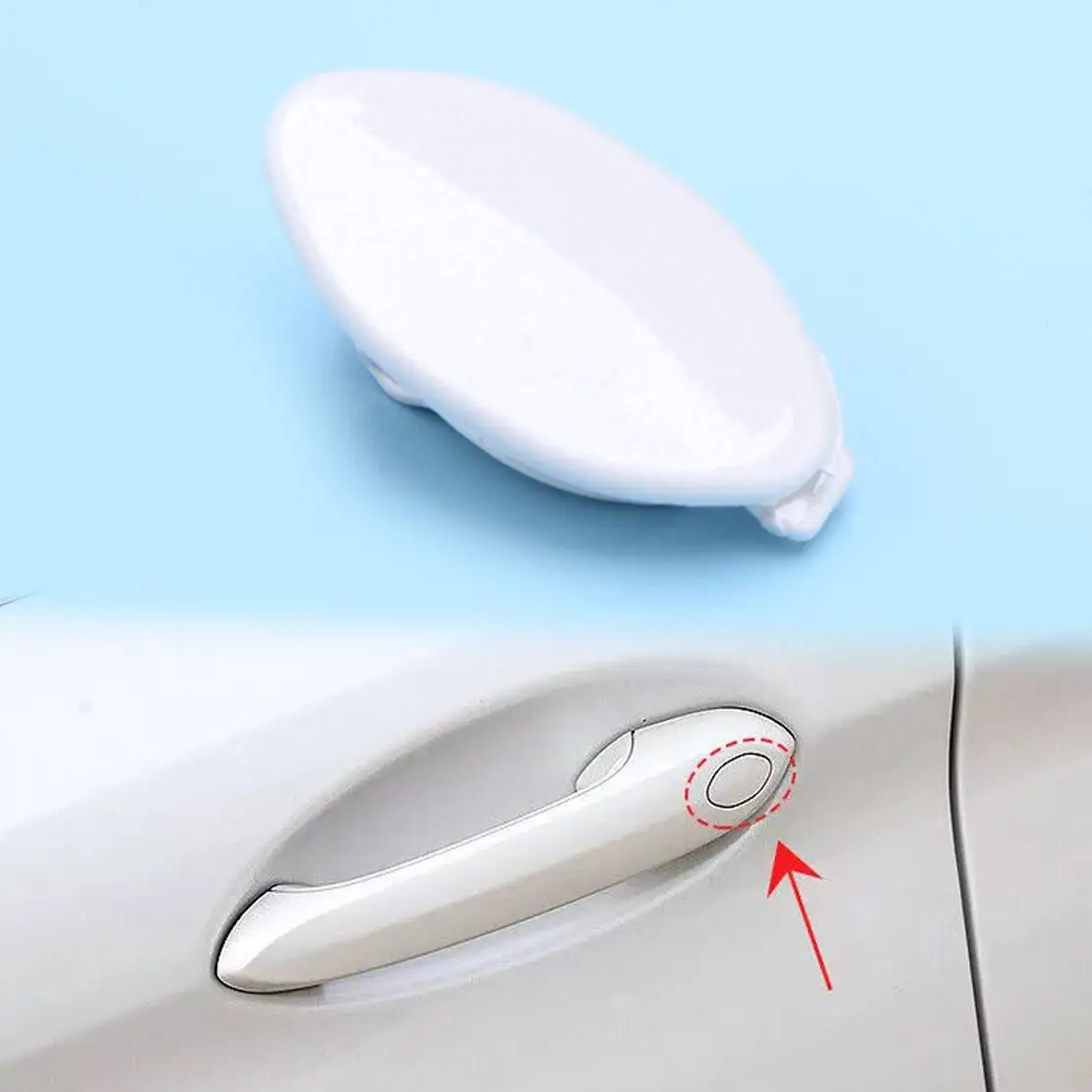 Pearl White ABS Car Door Handle Key Hole Cover Cap 51217489341 Fit for BMW 3 5 Series X3 X4 X5 X6 X7 2019 2020 2021 2022 2023