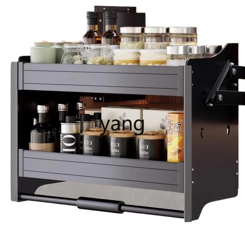 Ltt kitchen hanging cabinet lift basket cabinet upper and lower buffer drop-down seasoning basket