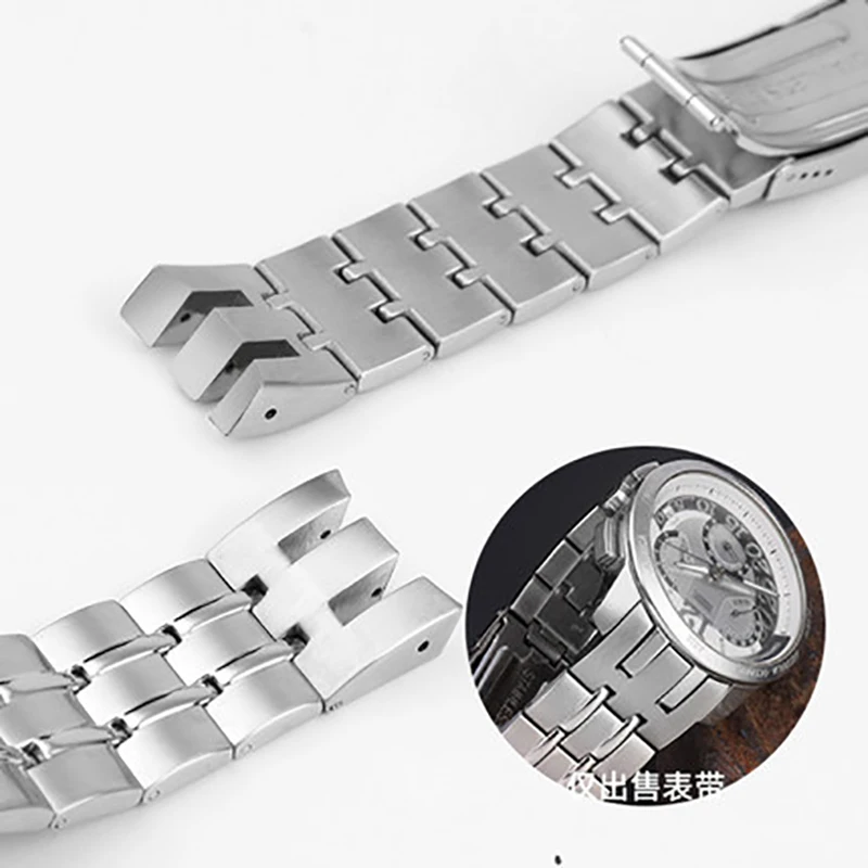 21mm Watchband For Swatch YRS403 412 402g High Quality Stainless Steel Strap Arc Notch Steel Watchband Men\'s Wristband Bracelet