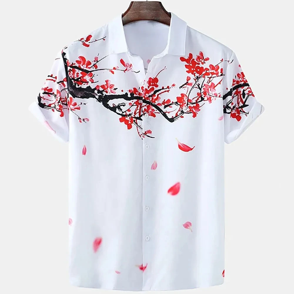 Summer Mens Hawaiian Shirts Floral Chinese Style Shirt Hawaiian Shirts For Men Plus Size Quick Dry Tops Tee Shirt Man Camisa