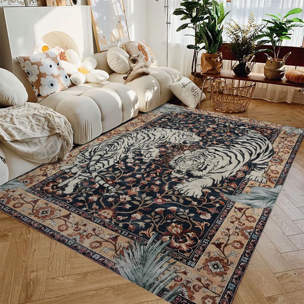 

Retro Tiger Printed Carpet for Living Room Bedroom Decor Abstract Modern Large Area Rug Luxury Art Coffee Tables Floor Mats