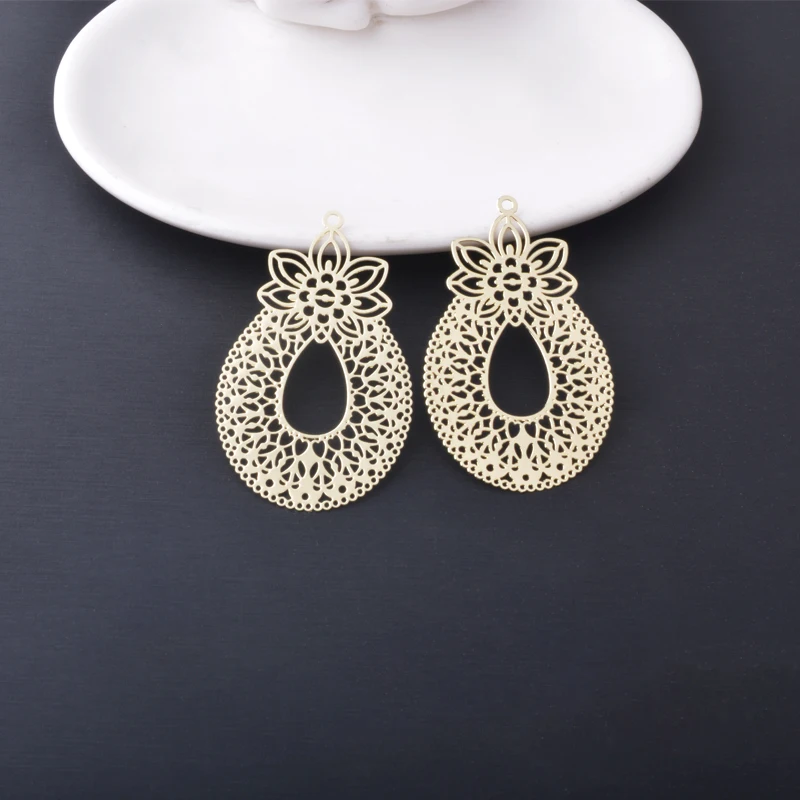 20 Stück AB5142 Sommer-Messingschmuck, hellgoldene Charms, filigrane Anhänger, DIY-Ohrringe für Damen, Ohrschmuck – Detail 7