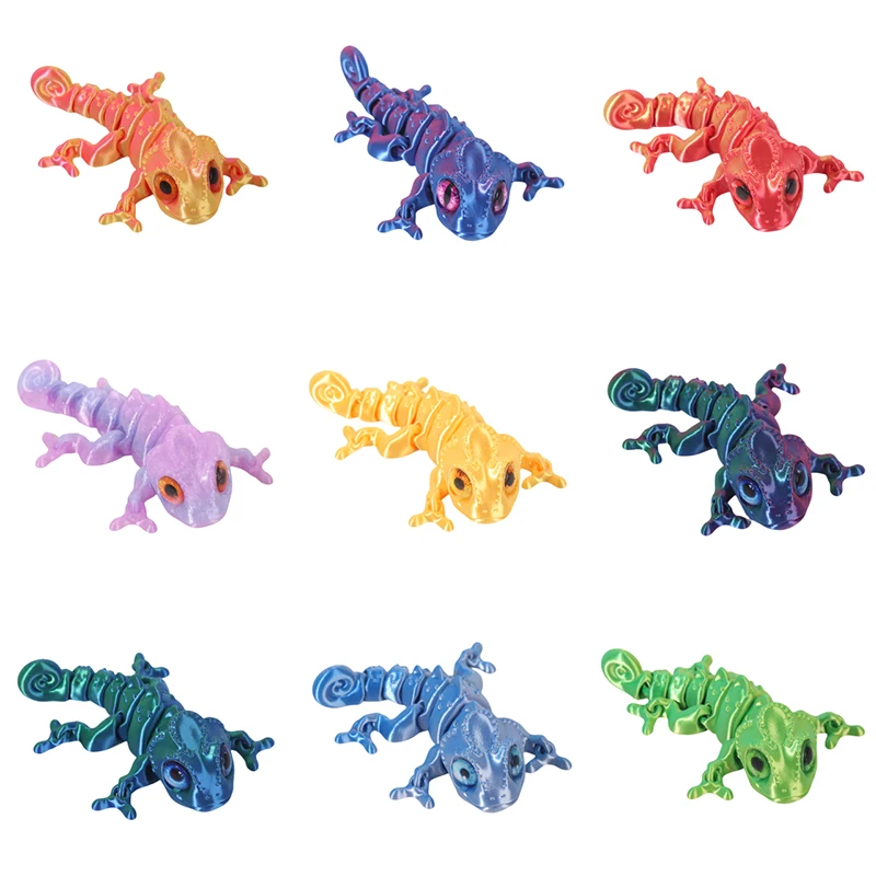 Multi-joint Movable 3D Printing Chameleon Figures Simulation Eyes Dragon Ornament For Home Accessories Kids Gift Toys