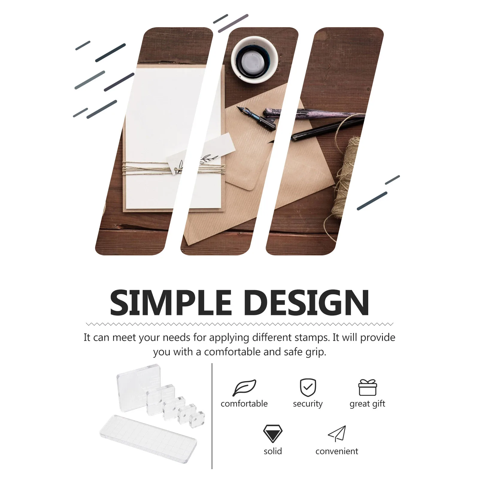 

6Pcs Acrylic Stamp Accessories Transparent Clear Stamp Blocks Convenient Stamping Tools for Household Craft Projects