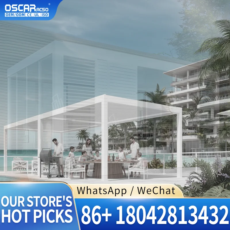Weatherproof Aluminum Louvered Patio Gazebo Contemporary Stylish Sleek Yard Shelter Canopy Backyard Deck Poolside USA Villa EU C