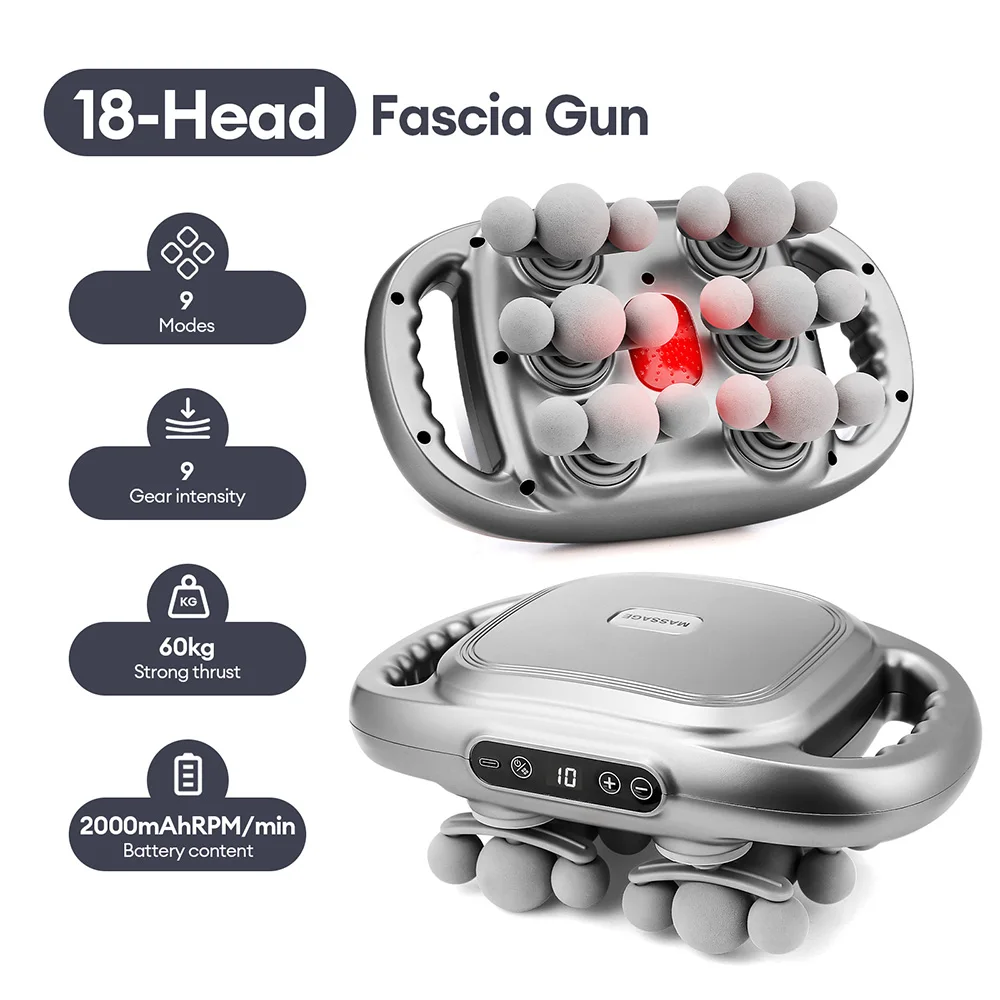 42-Heads Fascia Gun Hoogfrequente Trillingen Lichaamsmassage Gun Rug- en Taille Massager Nek Schouder Massager Spier masajeador