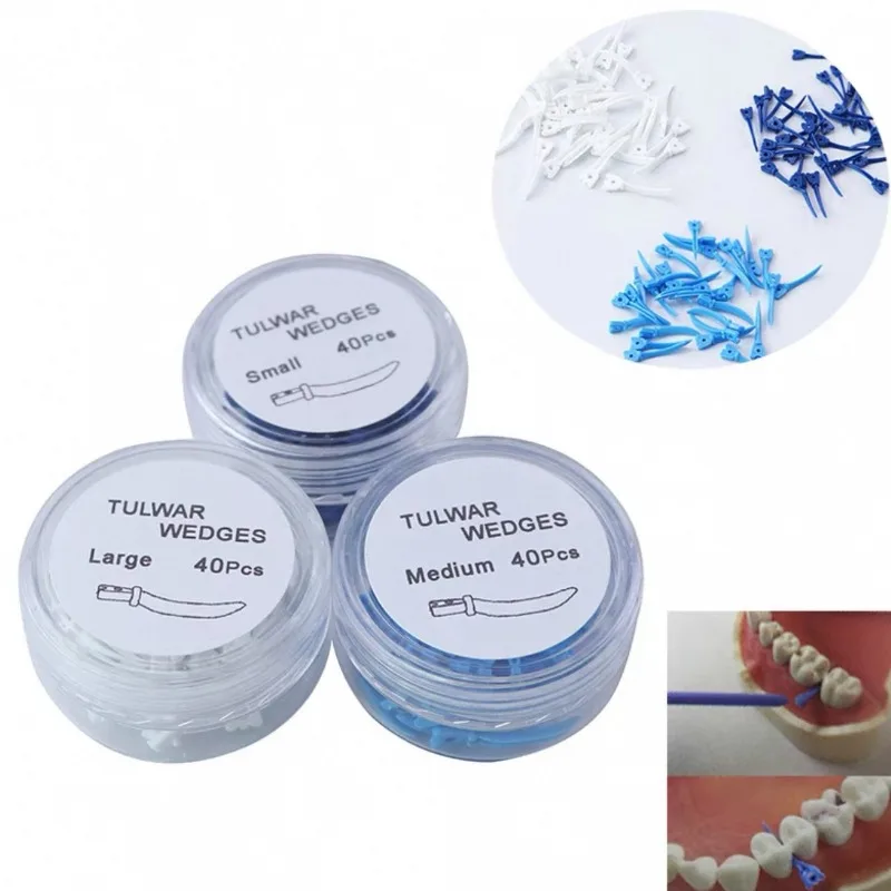 Lab Curved Blade Teeth Wedge with Hole Plastic Wedges, Large, Medium and Small, 40pcs Per Box S