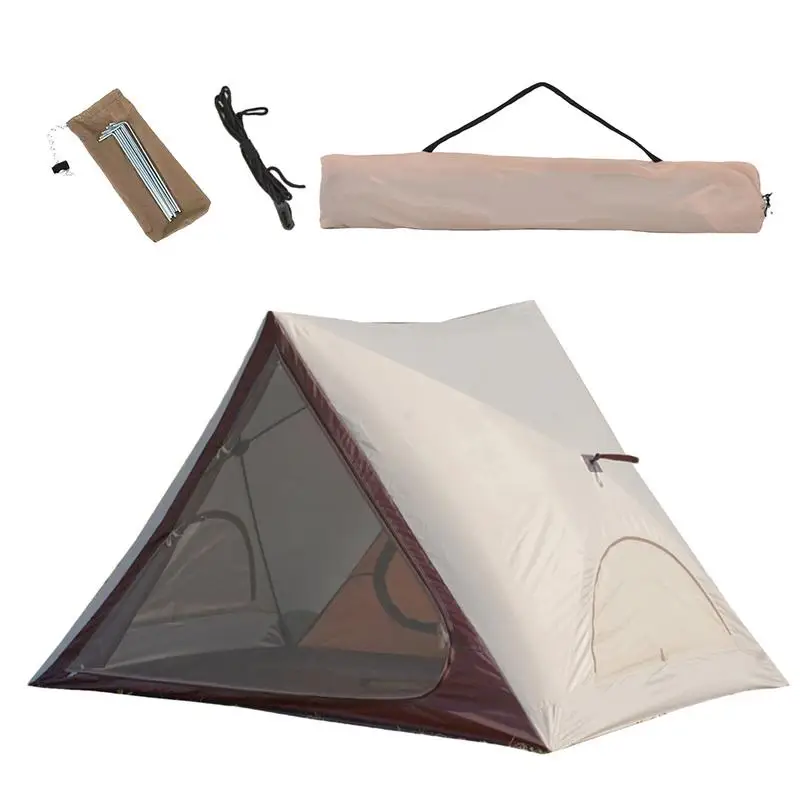 Imagem -05 - Portátil Triangular Auto Open Sun Shelter Estacas no Solo Fácil Configuração Sun Shade Portas Traseiras Dianteiras para Pesca Barraca de Acampamento