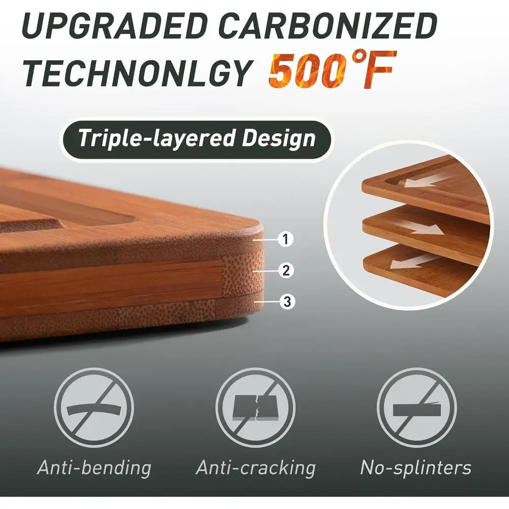 Non-Slip Bamboo Cutting Board Set with Holder - Perfect Father's Day Gift for Dad, Papa, or Poppy