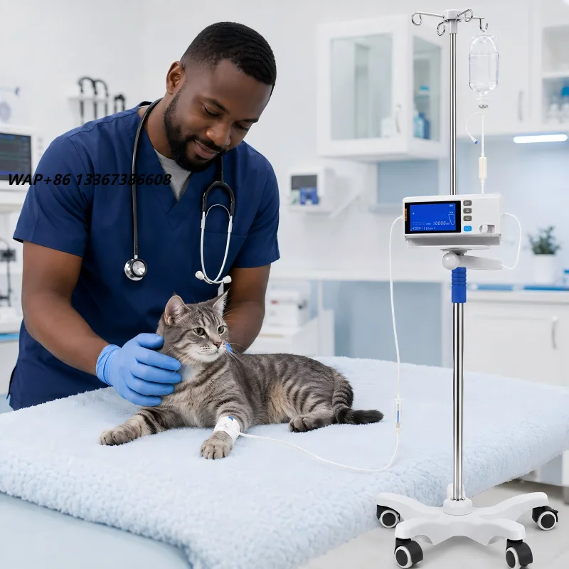 Lightweight veterinary pump with touch operation and pressure detection for dog, cat, and pet clinics