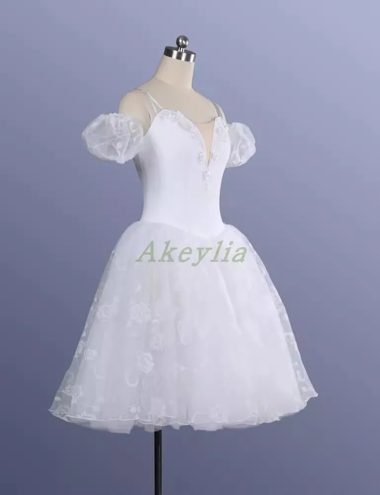 La Sylphide-Robe Tutu de Ballet Romantique pour Femme, Ailes de Ballerine, Blanc Dégradé, Tutu Long Professionnel avec Ailes