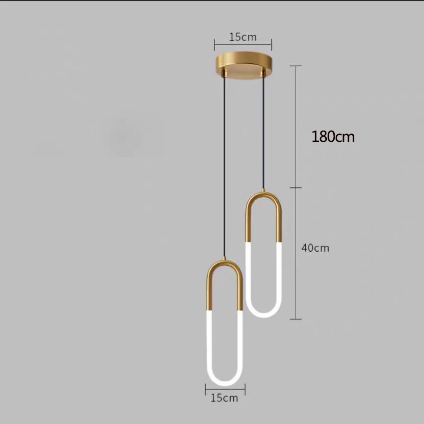 Nordic Minimalist Bar Chandelier Bedroom Bedside Light Luxury Post-modern Restaurant Clothing Store Stairs U-shaped Lamps