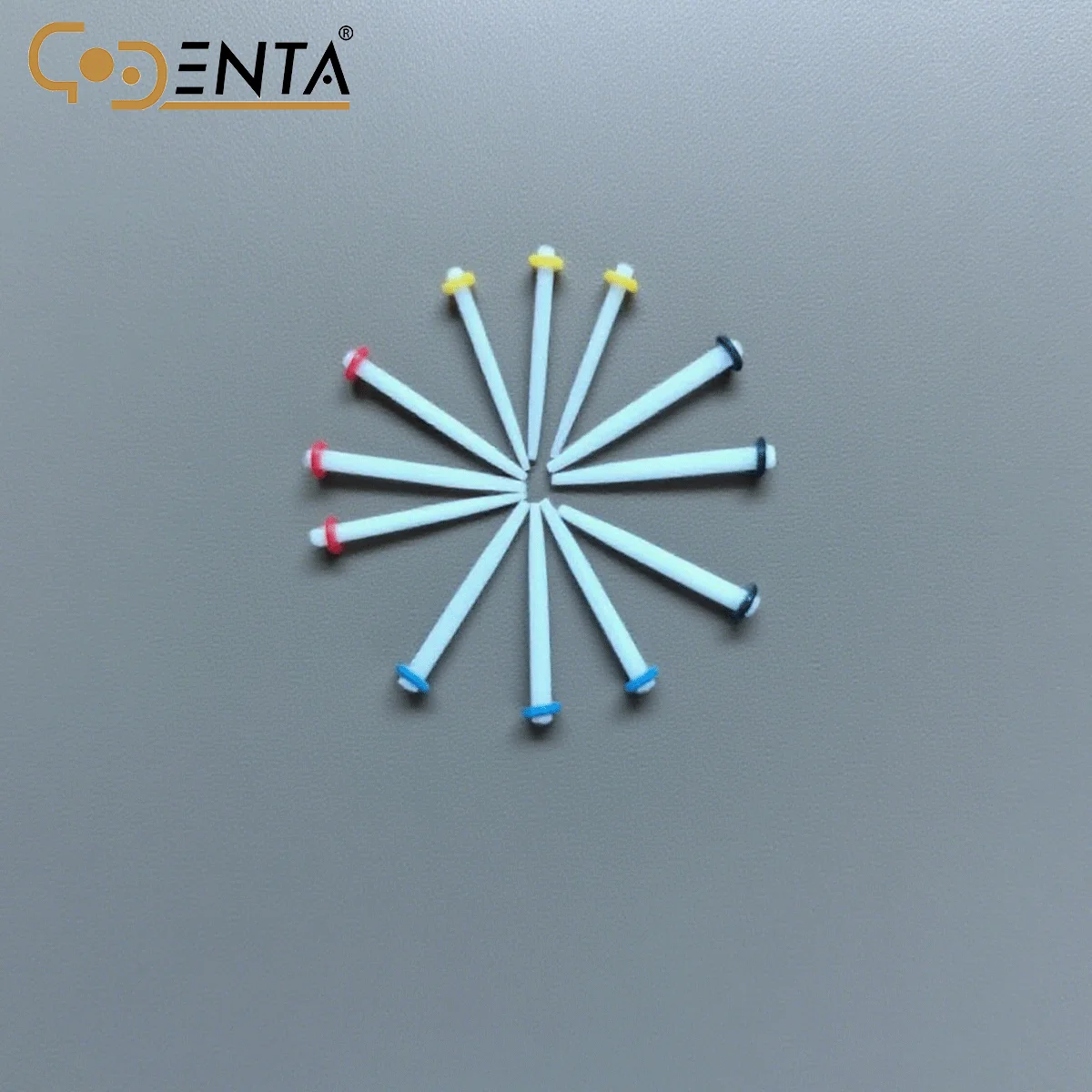 200Pcs Dental Fiber Posts - Glass Resin Threaded Restoration Posts (1.2-2.0mm) - Assorted Colors (Transparent/White/Black/Yellow