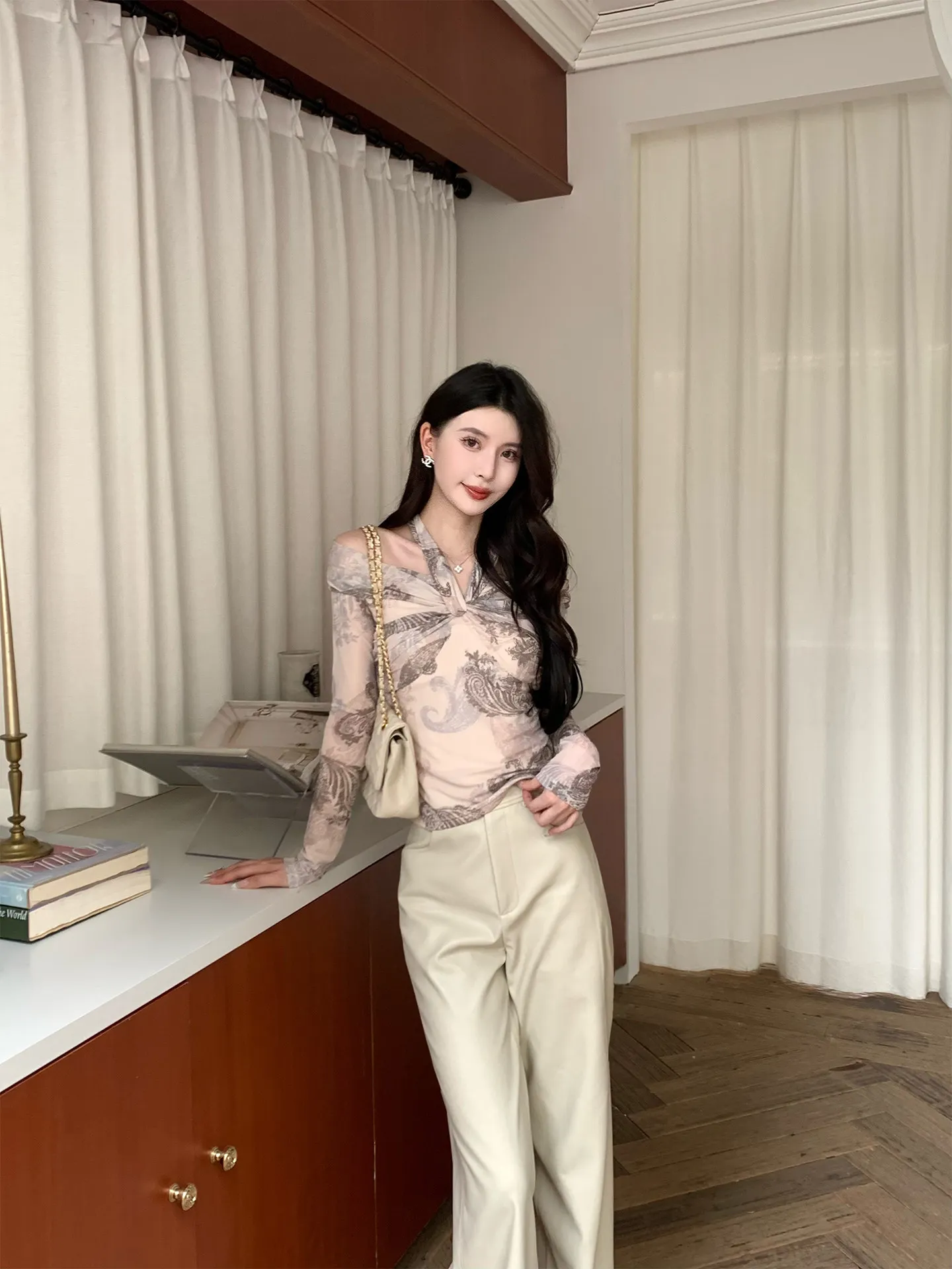 

Женская приталенная футболка Kun Total с принтом, на одно плечо, повседневная, с длинным рукавом, ультракороткая, модная