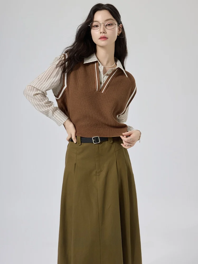 

Осень-зима женский студенческий трикотажный комплект f-длина юбка костюм-двойка теплый длинный свеч Ne теплая нейлоновая ткань