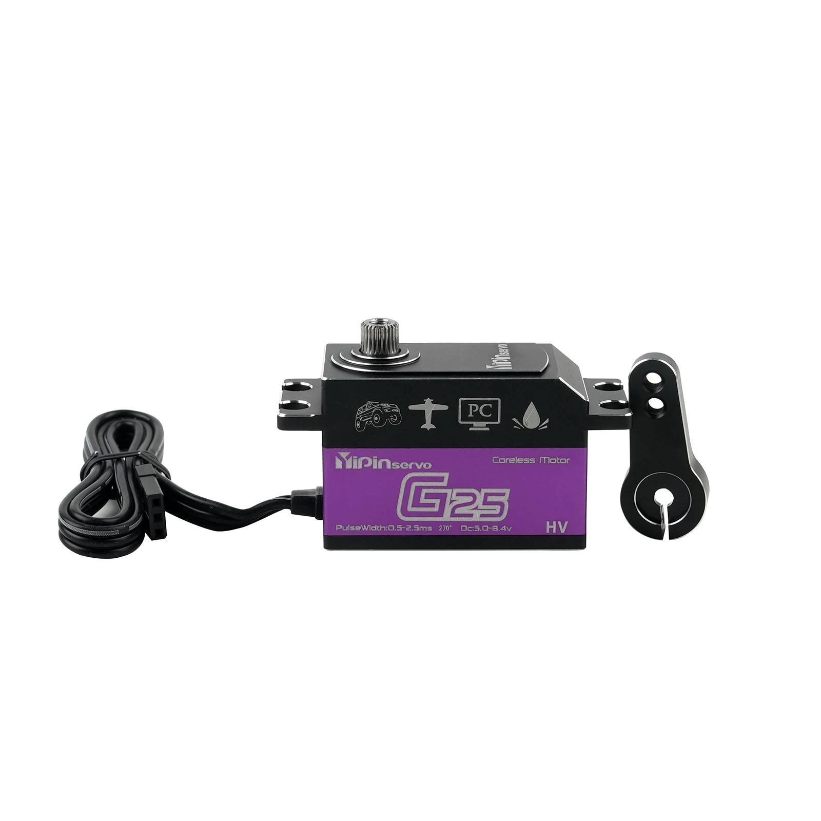 Servomoteur numérique sans noyau, corps court, entièrement en métal, 25KG, 180/270/360 degrés, jouets de bricolage, pièces pour voitures Robot, modèle d'avion