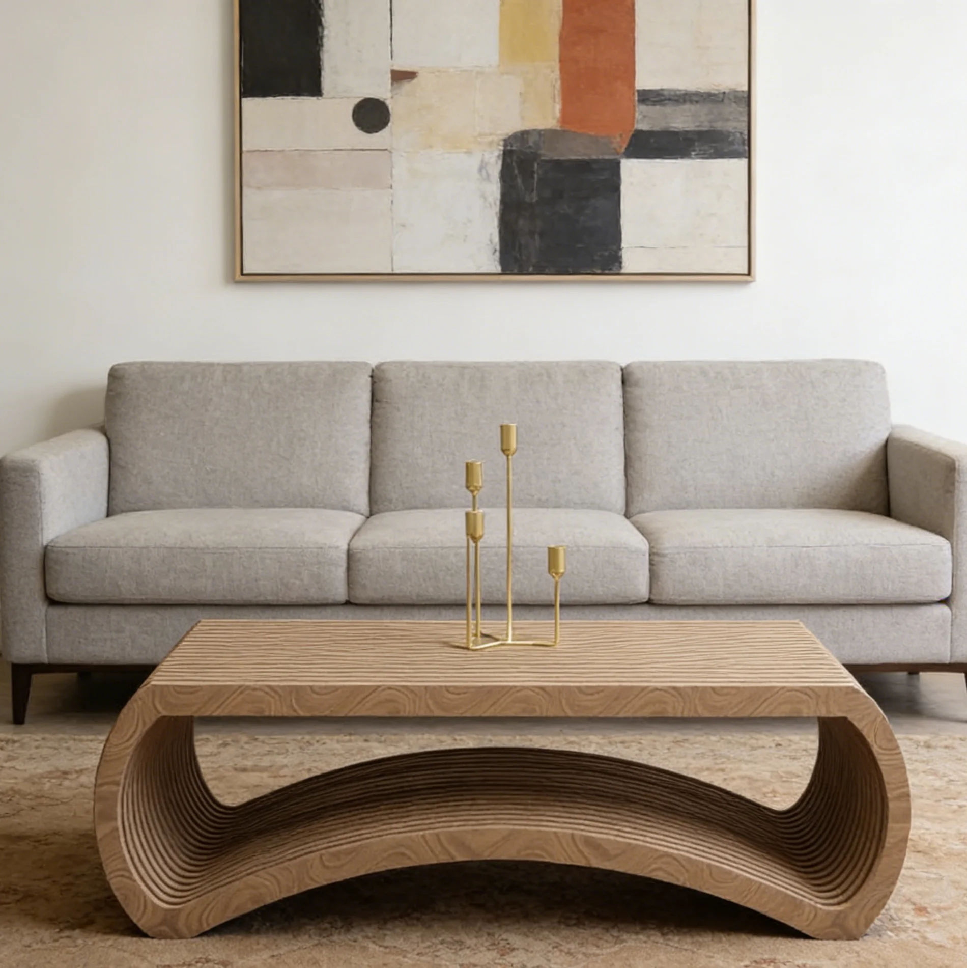 Z Minimalist Design Modern Curved Solid Wooden Coffee Table Sculptural Living Room Furniture For Hotel ApartmentZ