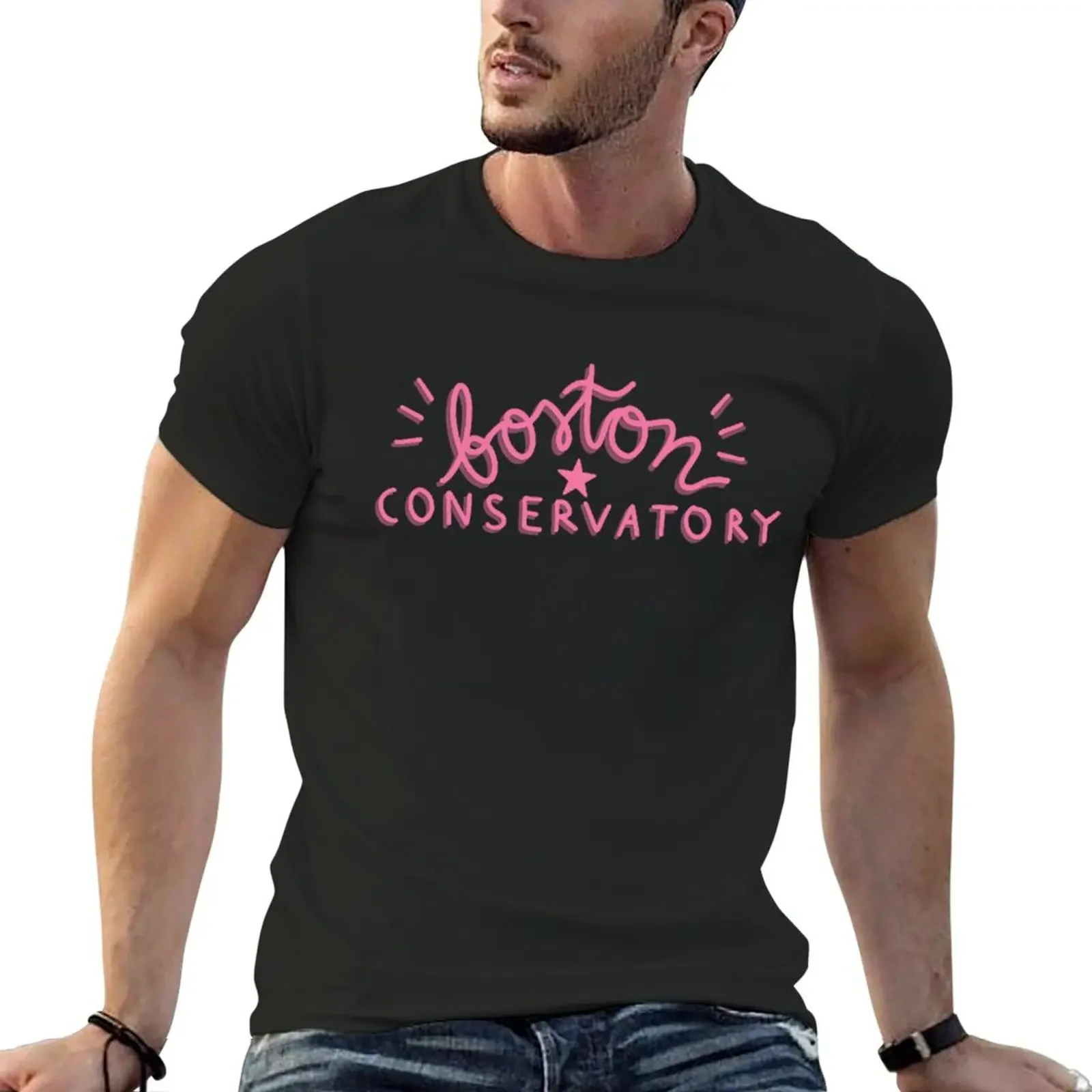 Boston Conservatory Cursive Pink T-Shirt boys animal print oversizeds Aesthetic clothing baggy shirts mens funny t shirts