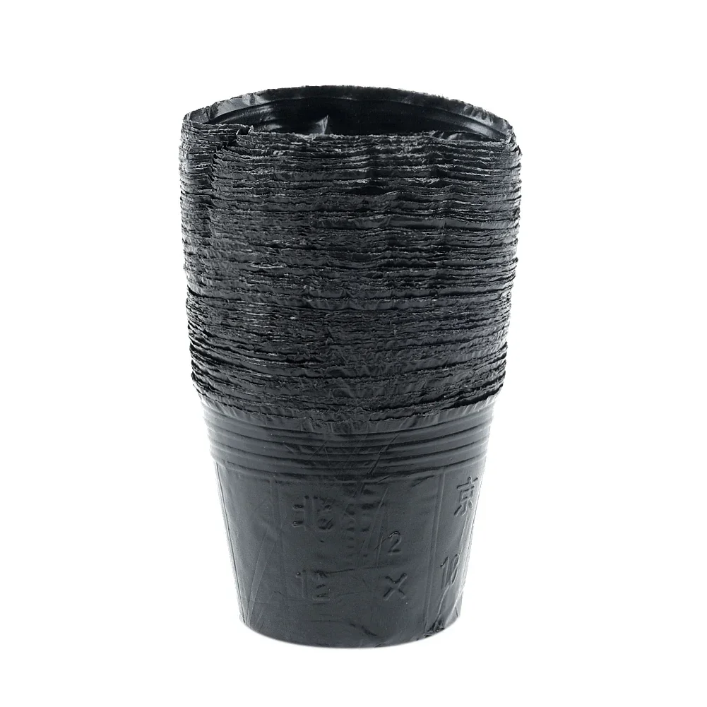100 X Round Nutritional Black Plastic Nursery Pots Seedlings Plants Pots Garden