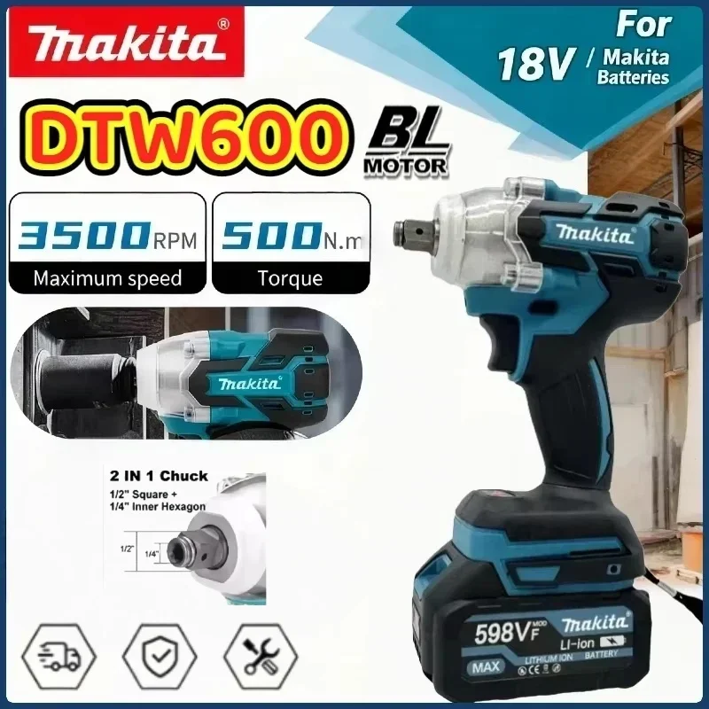 

Ударный гайковерт Makita DTW600 с высоким крутящим моментом, бесщеточный, аккумуляторный, для авторемонта, электроинструмент