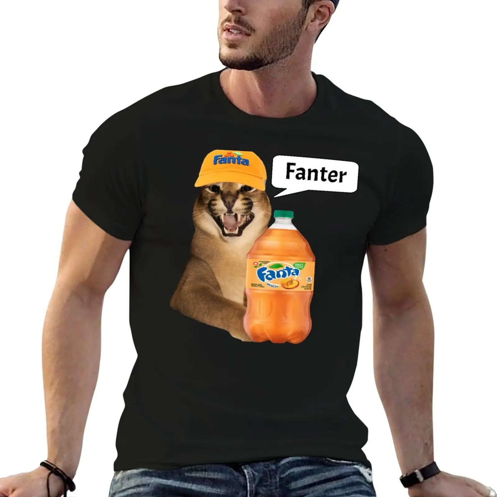 Caracal Big Floppa Cat Meme Fanter T-Shirt Casual Fashion Short Sleeve Cotton T-Shirt