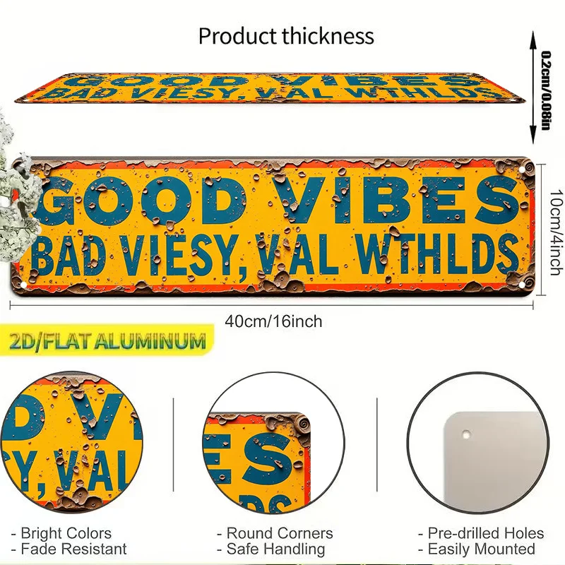 2D Flat, Rustic Wall Sign with Distressed Patterns & Bold Typography - Colorful Suitable for Bars, Cafes, Restaurants, Homes