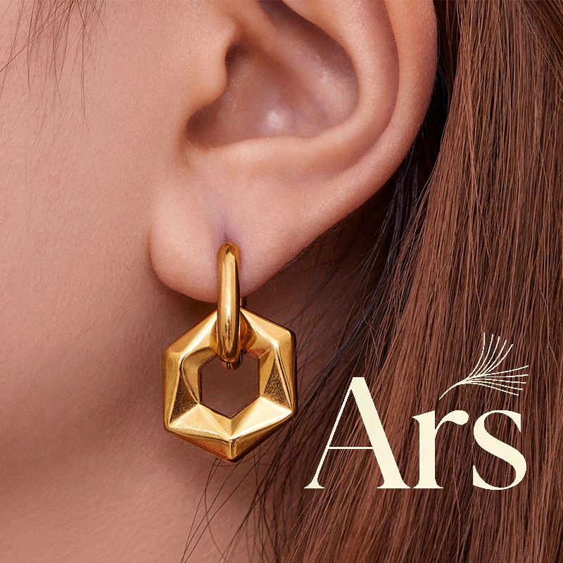 Ars Stainless Steel Dangle Earrings For Women 18K Gold Plat…