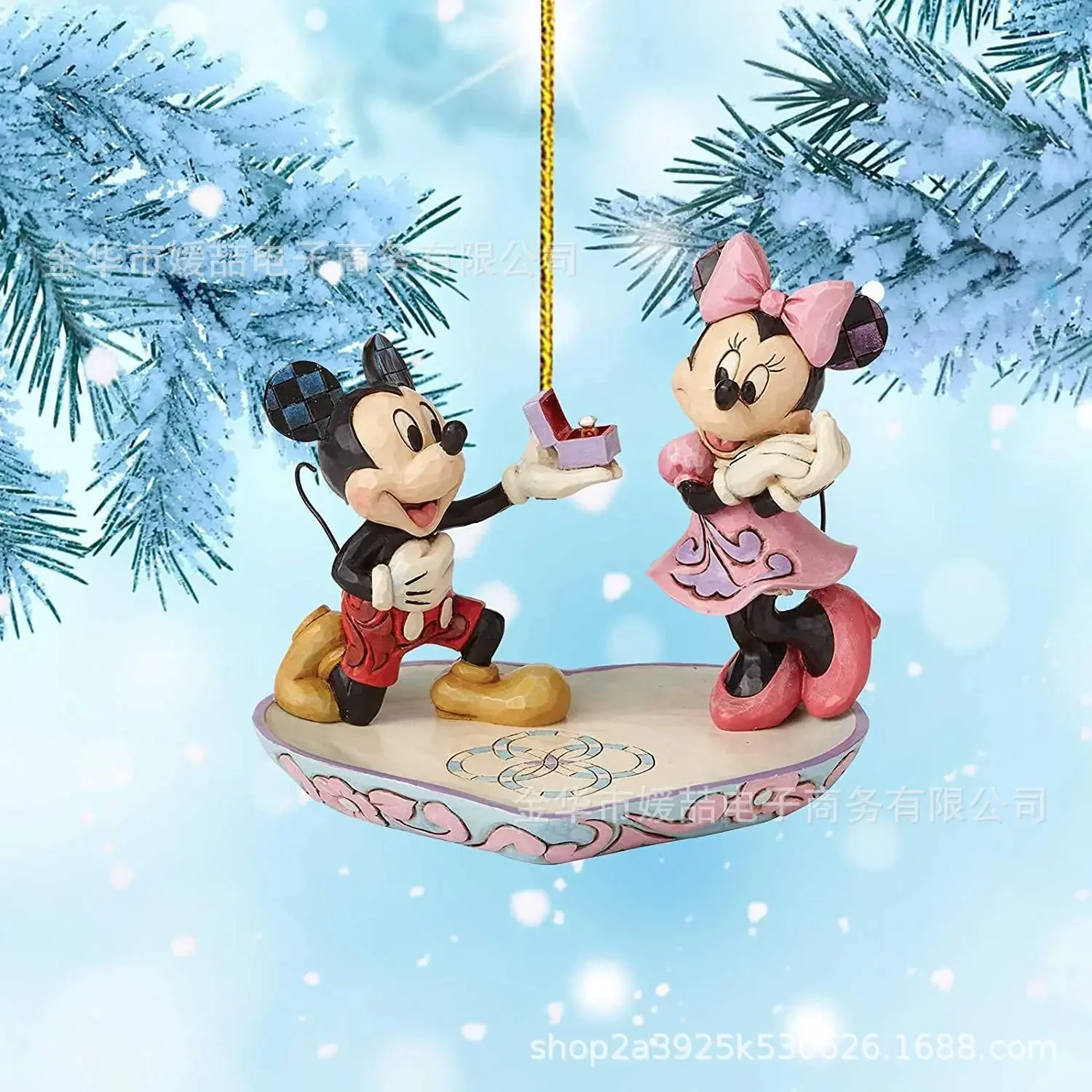 Disney Cartoon Kawaii Mickey Christmas Anime Figures Minnie Daisy Donald Duck Pendant Tree Decoration Flat Acrylic Xmas Ornament