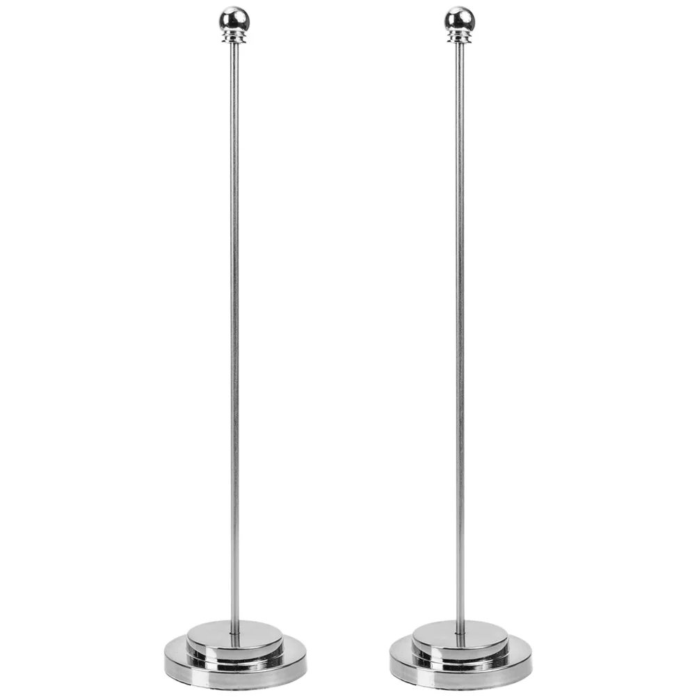 

2Pcs Metal Table Flag Pole Silver Desktop Stand for Table Top Display Sturdy Holder Office Home Use Mini Bracket