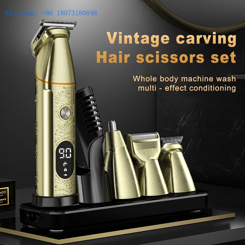 Factory Wholesale Simple Operation Profesional Mens Barber 5 in 1 Hair Clippers Trimmers Set for men home use