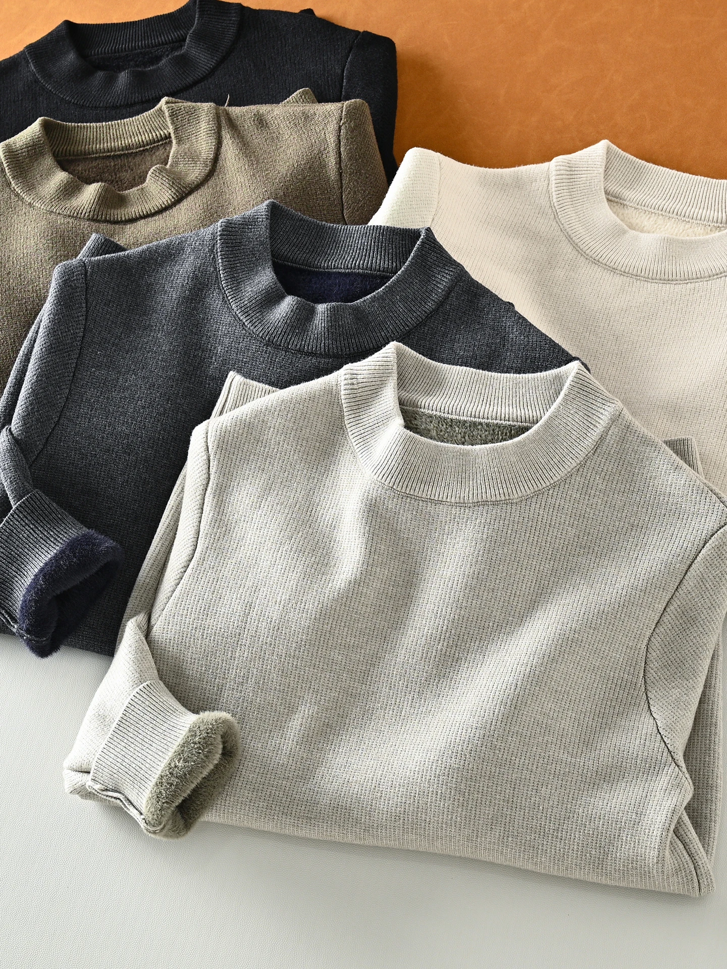 

Удобный мягкий осенне-зимний мужской вязаный свитер с высоким воротником на подкладке, повседневный универсальный длинный слэ...