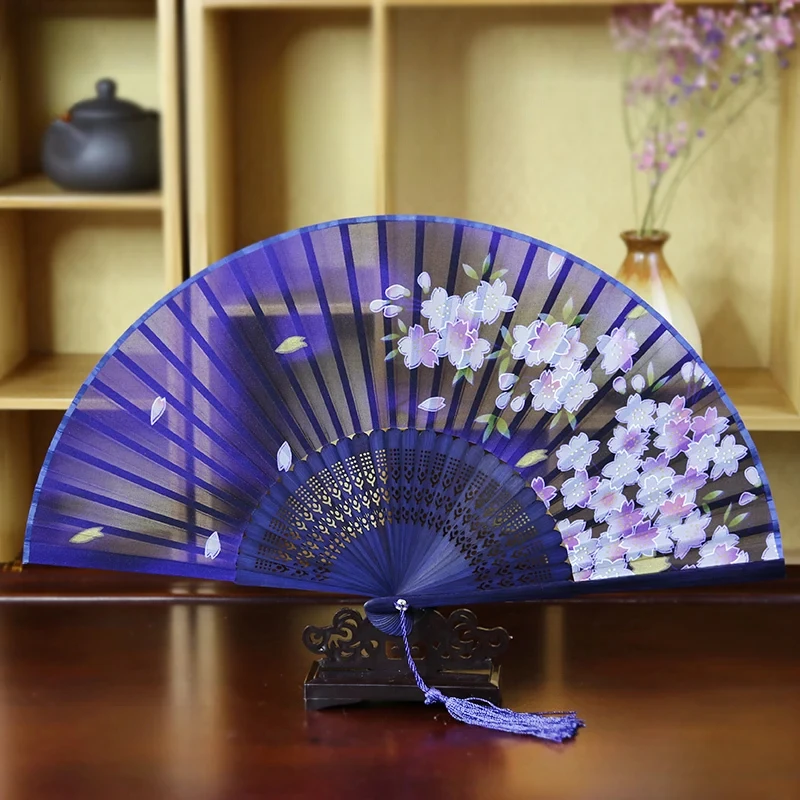 Japanese Craft Folding Fan Translucent Butterfly Design Kimono Ancient Dance Home Decoration Wholesale