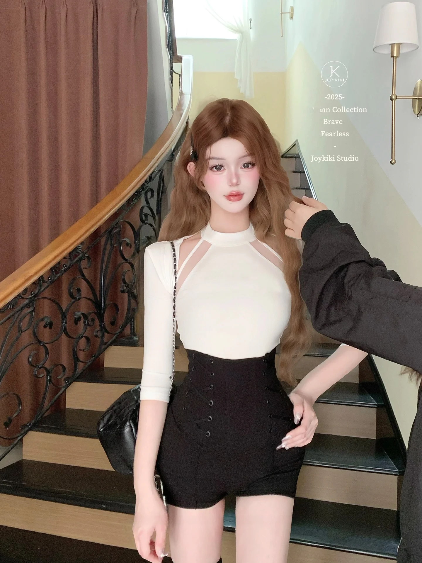 

Женский комплект Joykiki: модный летний повседневный топ с длинным рукавом и облегающий жилет на бретельках, новый тренд